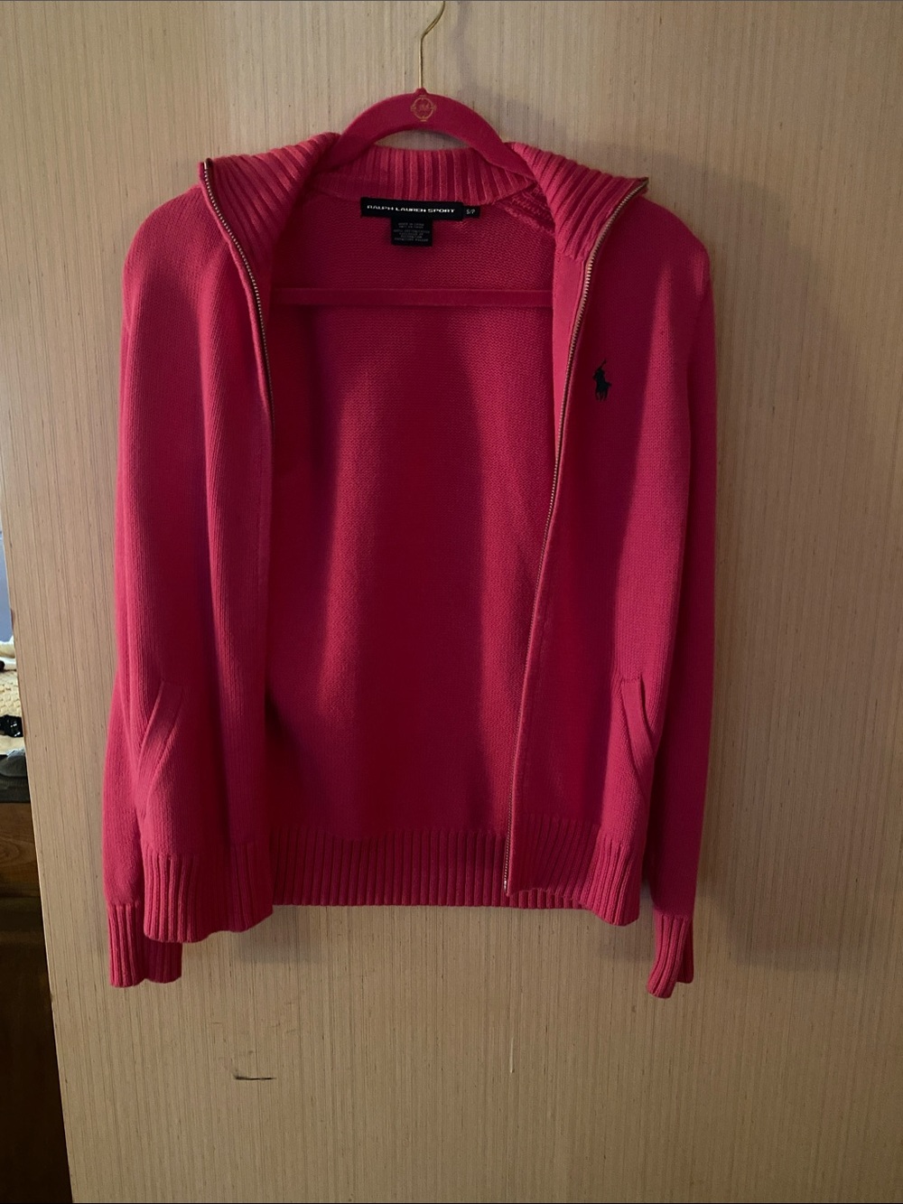 Ralph Lauren Pink Zip-Up Hoodie Sweater
